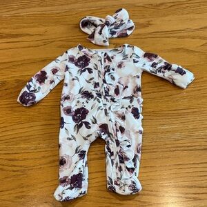 Caden Lane ruffle footie with matching bow